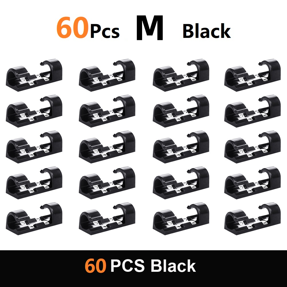 Organizador de cables, Clips acrílicos para cables, gestión de cables, soporte para enrollador de cables, organizador de cables adhesivo reutilizable, soporte para cables de TV y PC: Gris