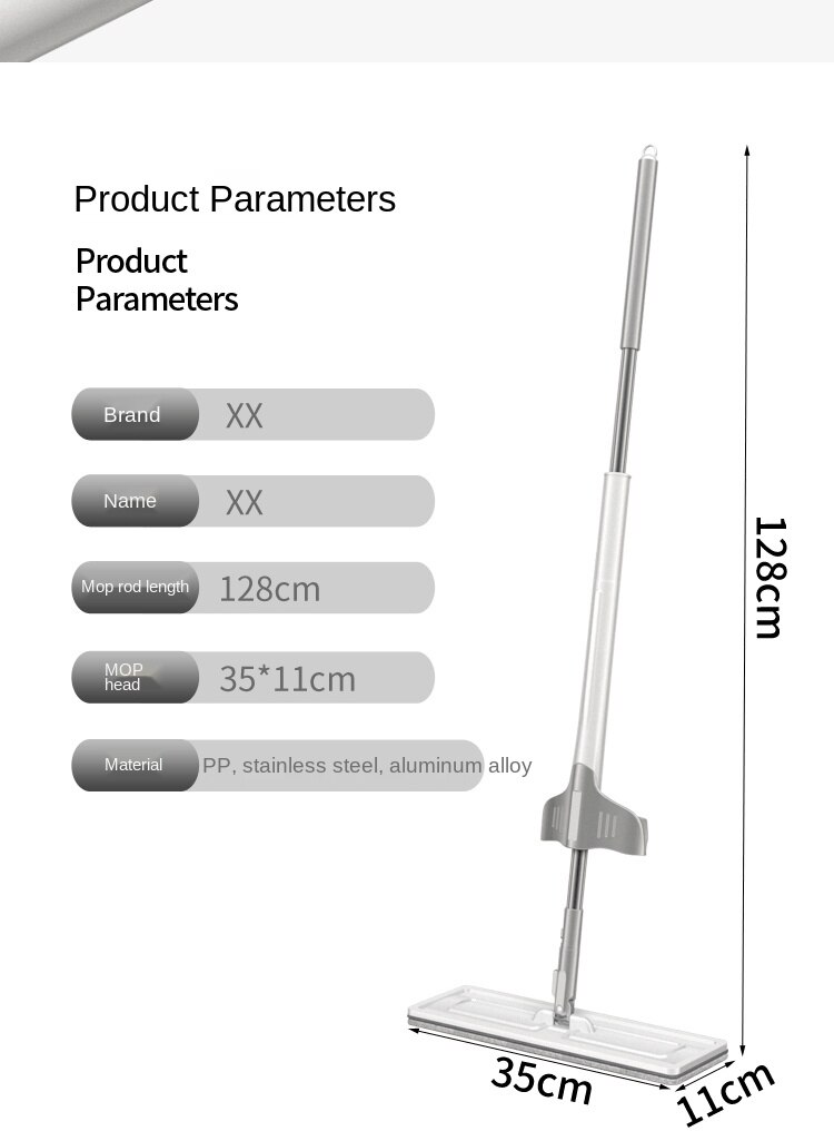Balai serpillière plat pour le nettoyage des sols, avec 2 pièces en tissu microfibre, deux tailles, modèle