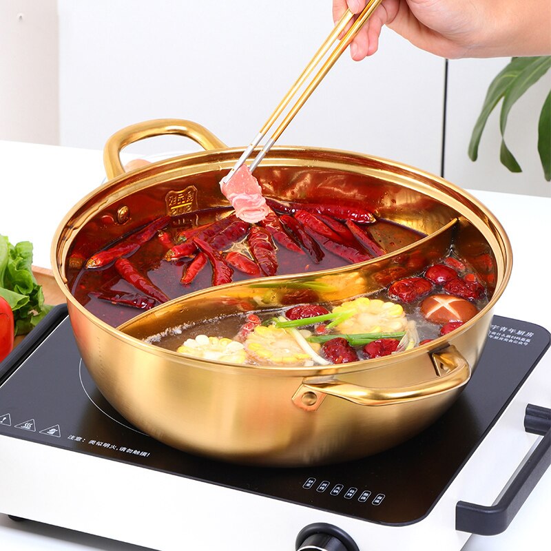 Marmite chinoise en acier inoxydable, ustensiles de cuisine, monocouche, compatibles avec les marmites à soupe, ustensiles de cuisine pour la maison