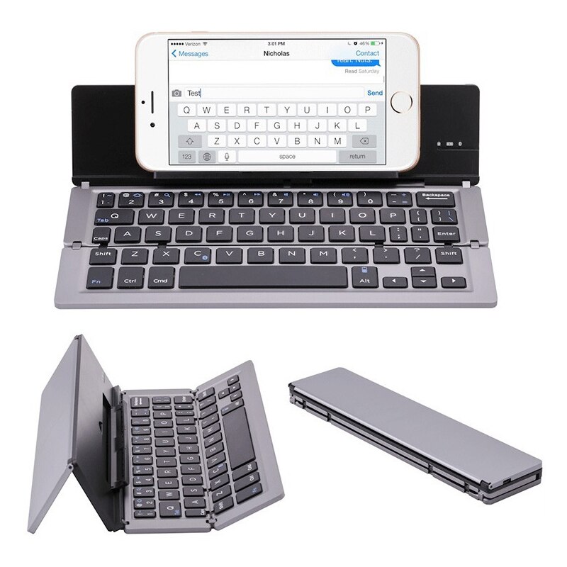 Składana klawiatura Bluetooth przenośna składana klawiatura bezprzewodowa dla Windows, Android, IOS,Laptop wiele kolorów do wyboru: Grey