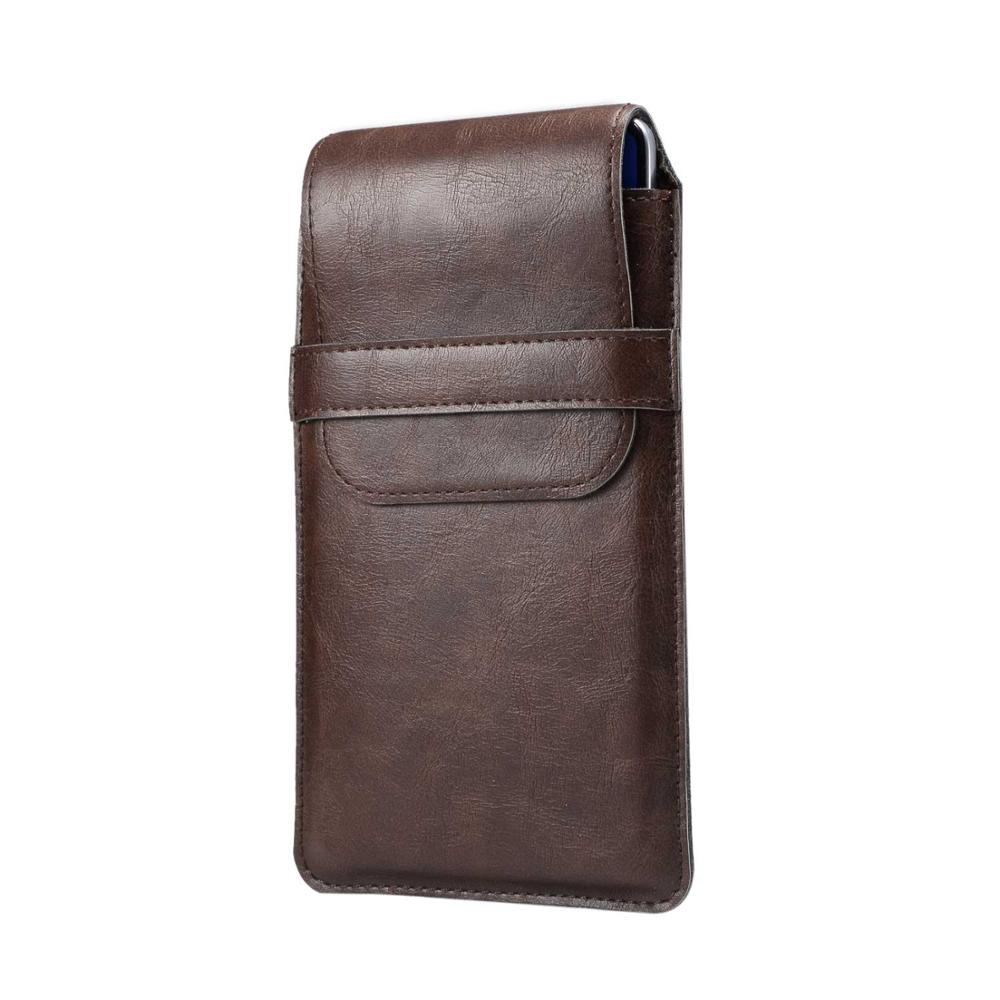 Ultrathin Men&#39;s Universal phone Bag for Xiaomi Max Retro Waist Pouch for iphone XR Huawei mate 20 X Case Fit For All Phone Model: S for 4.7-6.3 inch / Auburn