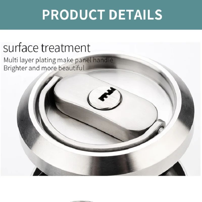 1Pcs Invisible Door Lock With Key Indoor Household Door Anti-theft Single Double-Sided Round Lock Stainless Safety Door Locks