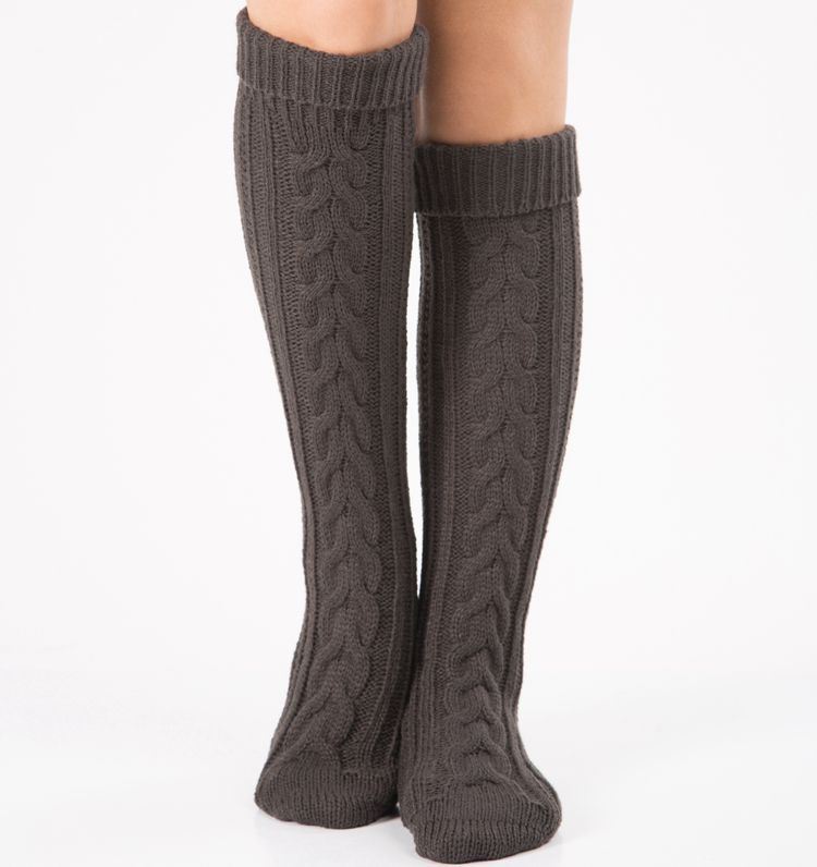 1 par dame manchetter toppers strik benstøvle knæhøje benvarmere sokker strikkede damestøvlestrømper: Farve 3