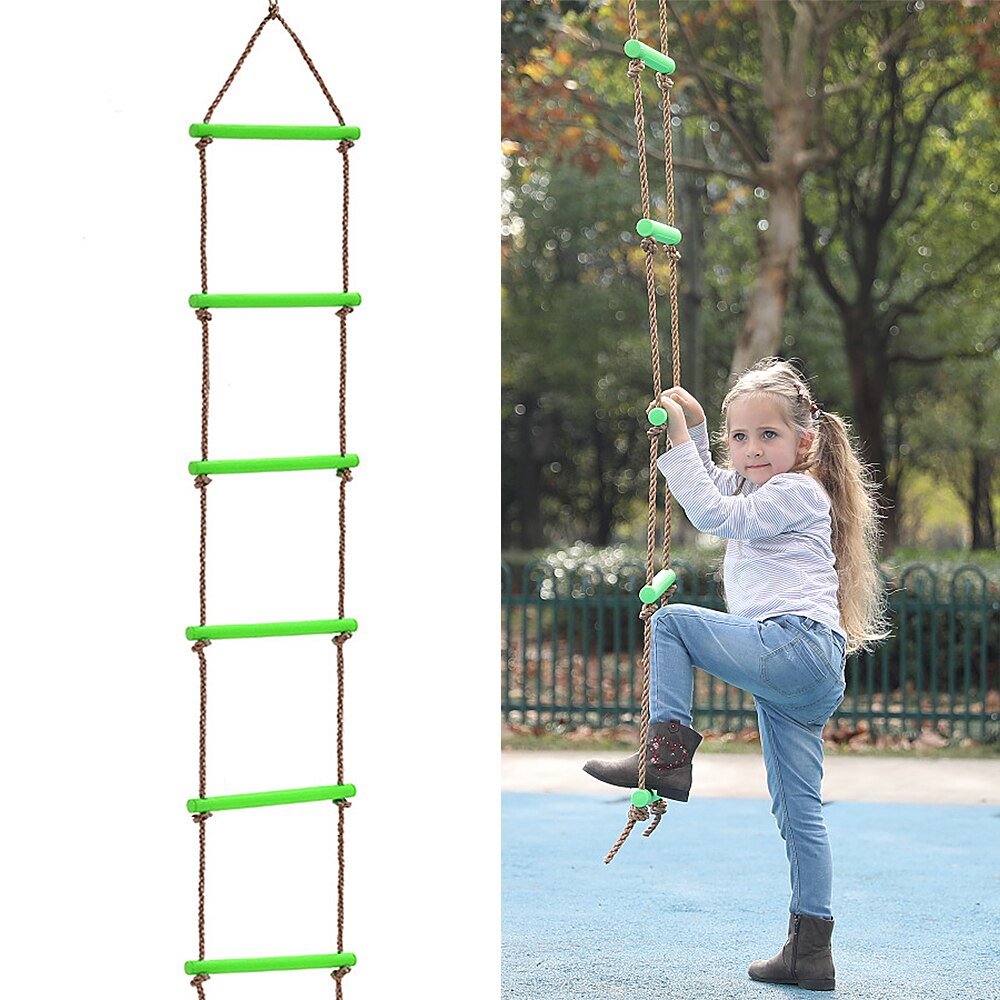 Children Climbing Ninja Rope Ninja Line Obstacle Training Equipment Kids Fun Slack Line Outdoor Children's Sports Equipment: Light Green