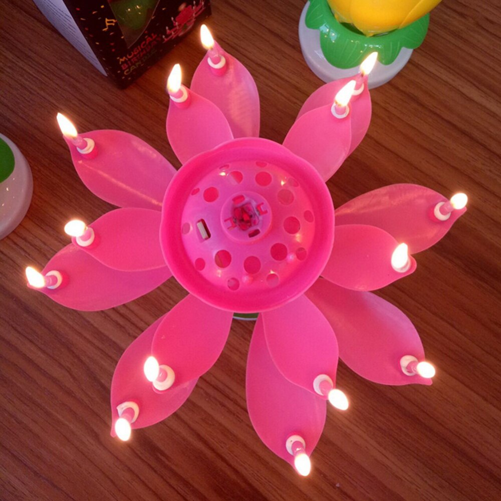 Mehrfarbig Rotierenden Lotus Kuchen Kerze Blume Geformt Musik Kerze DIY Party Geburtstag Hochzeit Kuchen Dekoration Für freundlicher