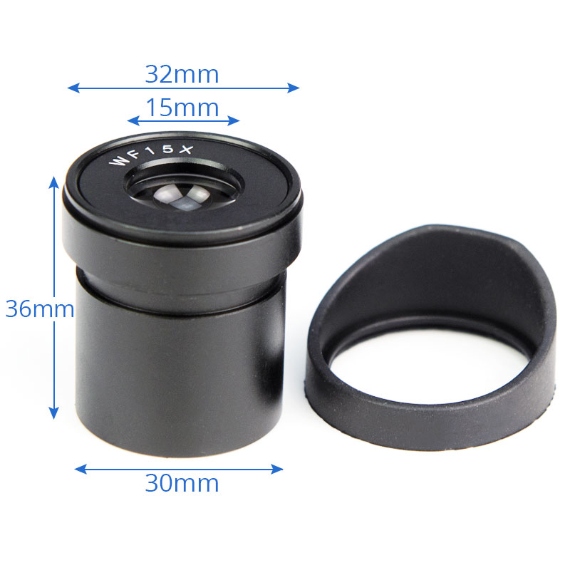 Lente de microscopio ocular 15X, montaje de campo amplio de 15mm, 30 30,5mm con oculares para reparación de microscopio binocular estéreo, inspección PCB, 2 uds.