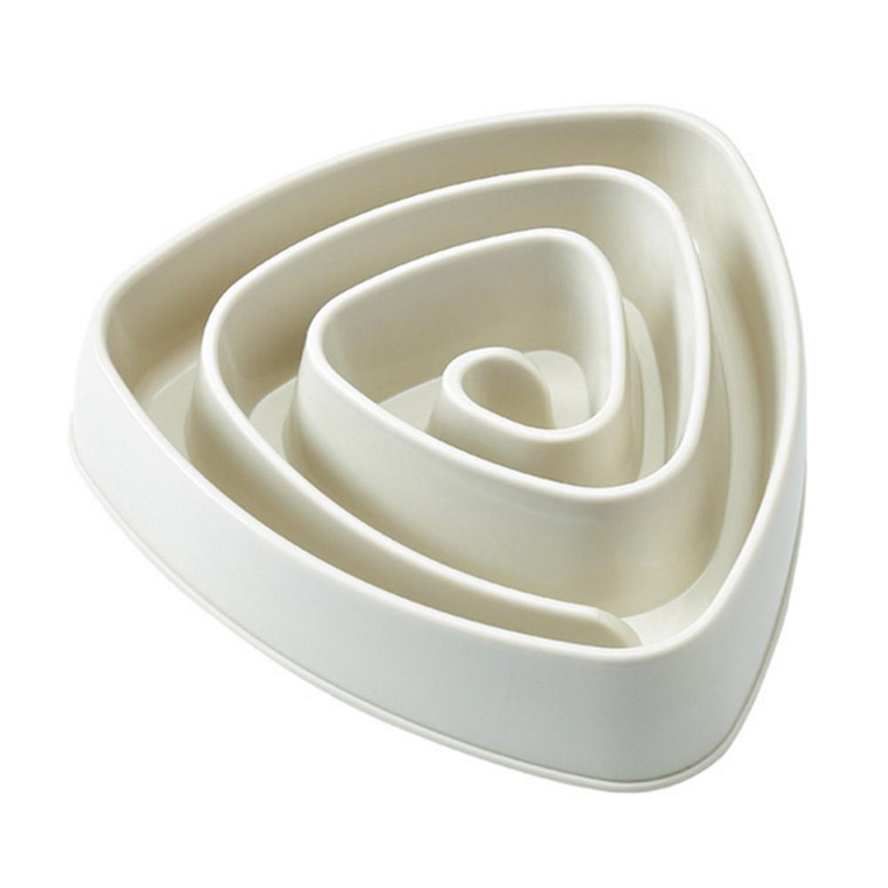 Triangle Slow Eating Puppy Kitten Plastic Food Feeding Pet Avoid Choke Feeder: white 4