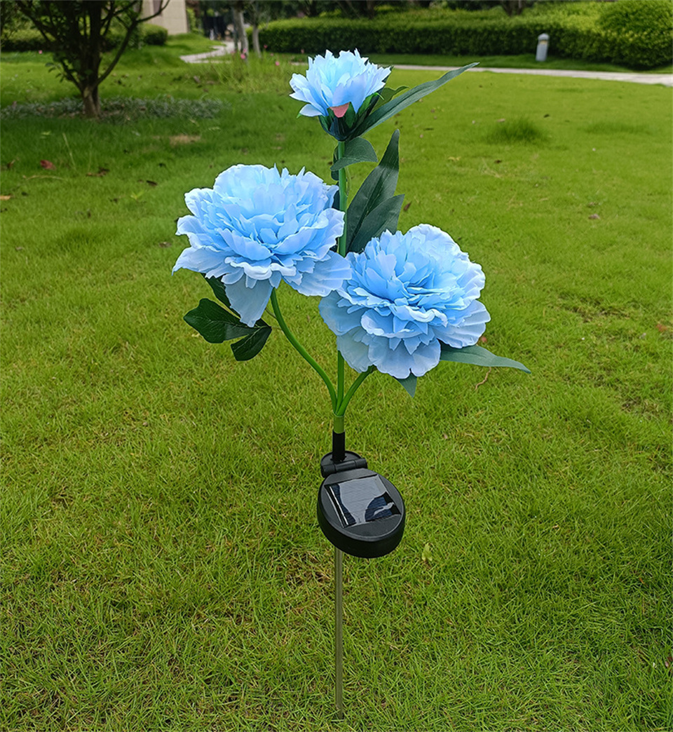 Solcelledrevne hagelys 3 hoder peonblomsterlamper for hagen vanntett utendørs sti rosa lys juleplen bakgårdsdekor: Grønn