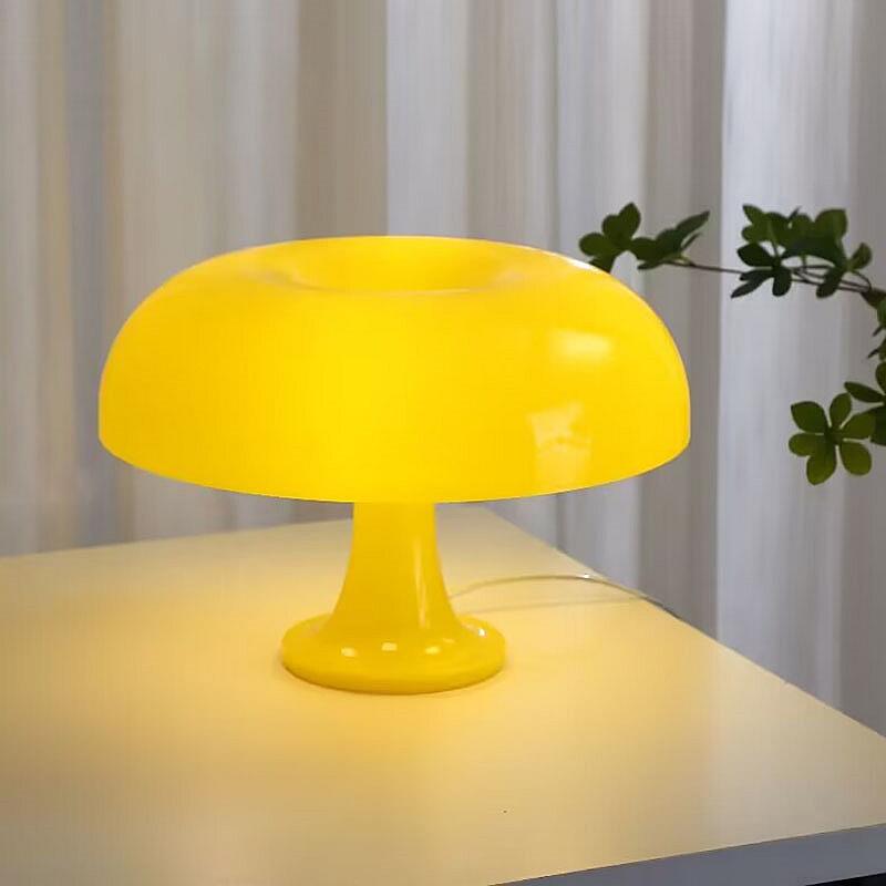 Nueva lámpara de mesa de hongos LED para decoración de hotel, dormitorio, sala de estar, iluminación minimalista moderna, luces creativas de escritorio: Azul cielo / YELLOW