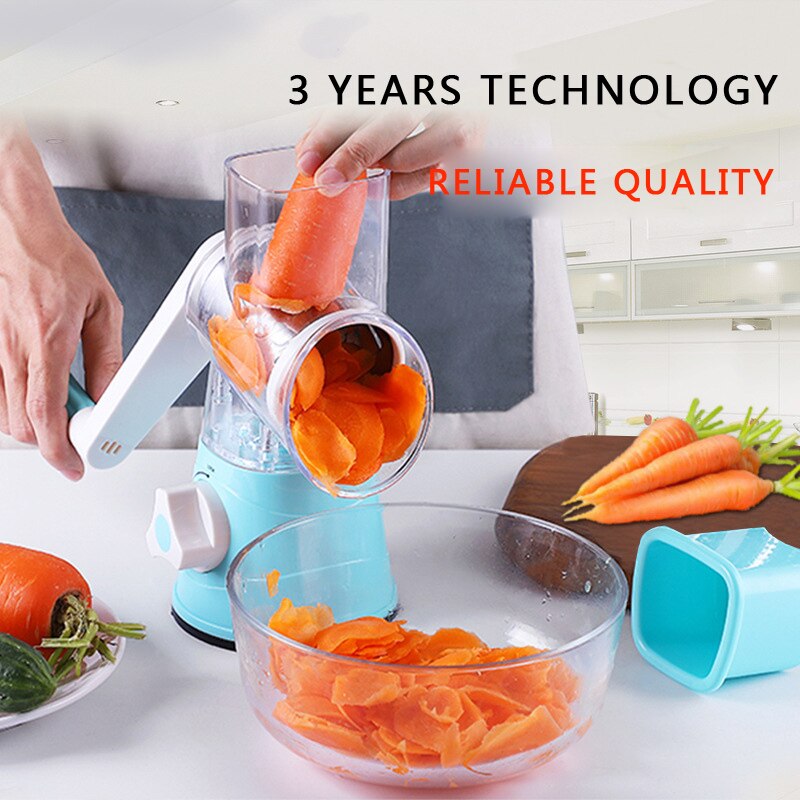 Handheld Plantaardige Spiral Slicer Rotary Kaas Mandoline Slicer 3 Rvs Ronde Grinder Spiral Slicer Bpa Gratis