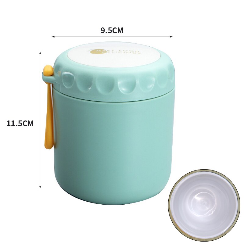Onuobao 304 Rvs Thermos Soep Met Lepel 400Ml Japanse Stijl Eenvoudige Draagbare Verzegelde Ontbijt Lunch Cup: Green(Plastic)