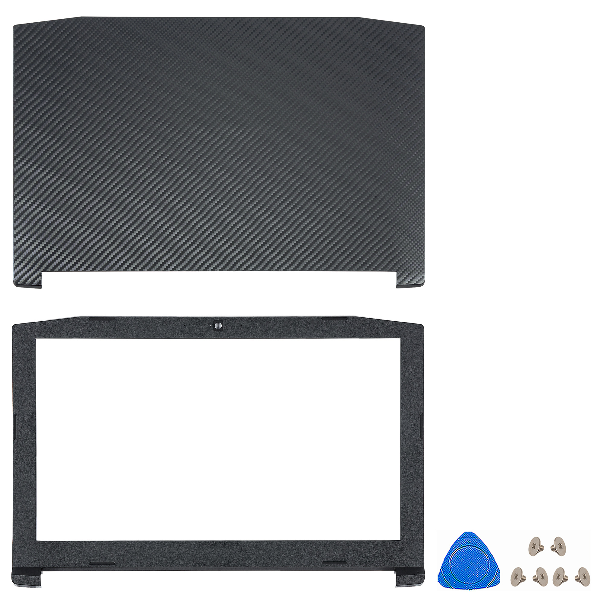 Kit Cover Posteriore LCD + Lunetta Anteriore E Cerniere Per Acer Nitro 5 (AN515-51/52/53) Nero