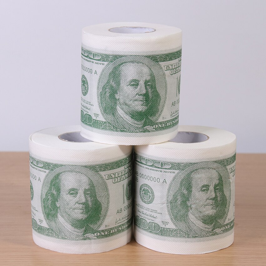 1 rouleau de papier toilette imprimé, pâte de bois, cent Dollars, papier à rouler amusant, papier toilette humoristique, nouveauté , fournitures pour la maison