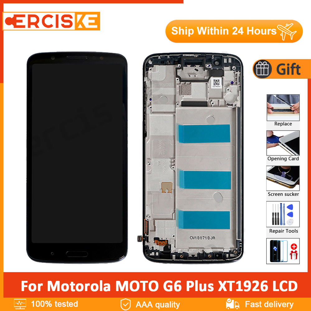 5.9 " original lcd-digitizer für motorola moto  g6 plus  xt1926 lcd-display-touchscreen-ersatz mit rahmen für moto  g6 plus