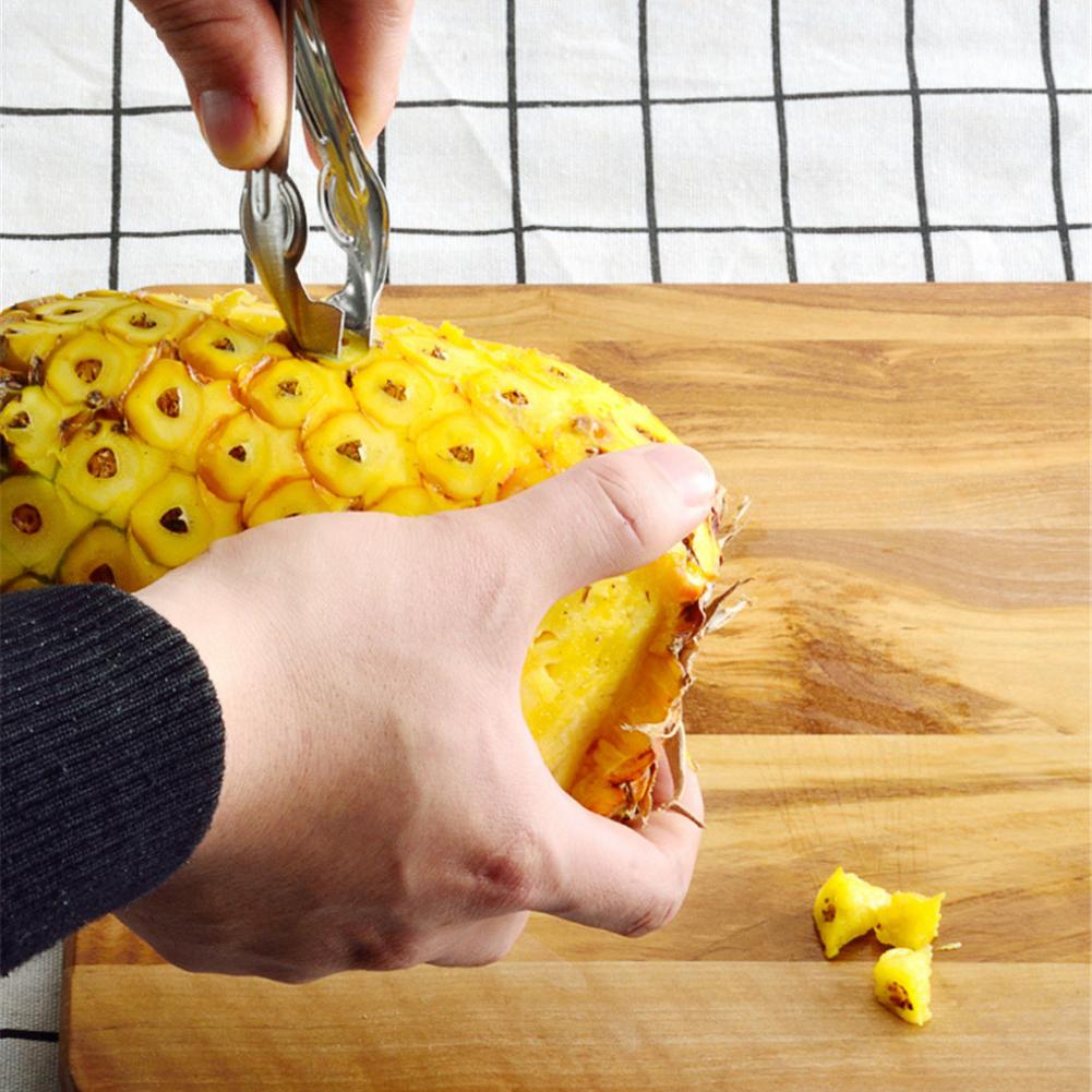 1 st rostfritt stål ananas tomat stjälk frukt blad remover pryl köksredskap jordgubbsskalmaskin skivare