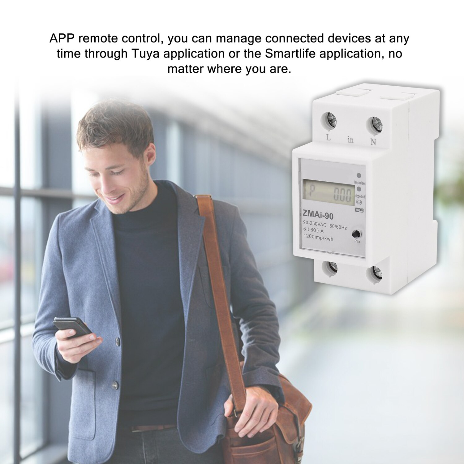 Wifi Intelligent Energy Meter Single Phase Din Rail Power Consumption Kwh Meter Wattmeter Works With Alexa And App Google Home