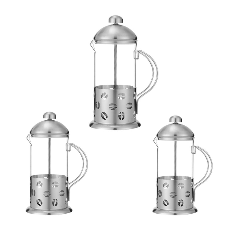 Manual Coffee Espresso Maker Pot Stainless Steel Glass Teapot Cafetiere French C