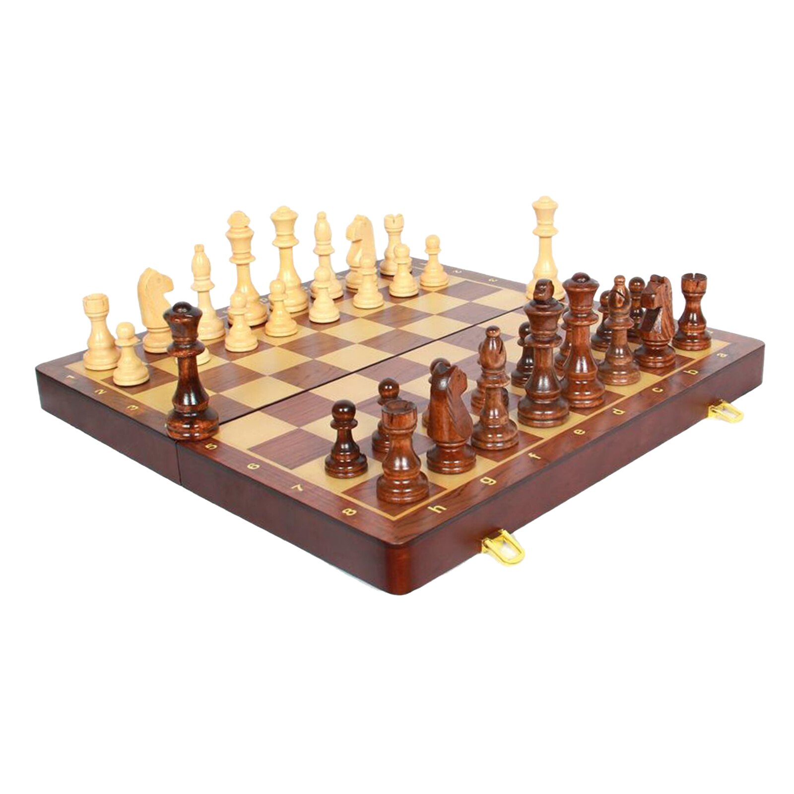 Juego de ajedrez tallado de madera, tablero de madera plegable, 18 "XL, hecho a mano