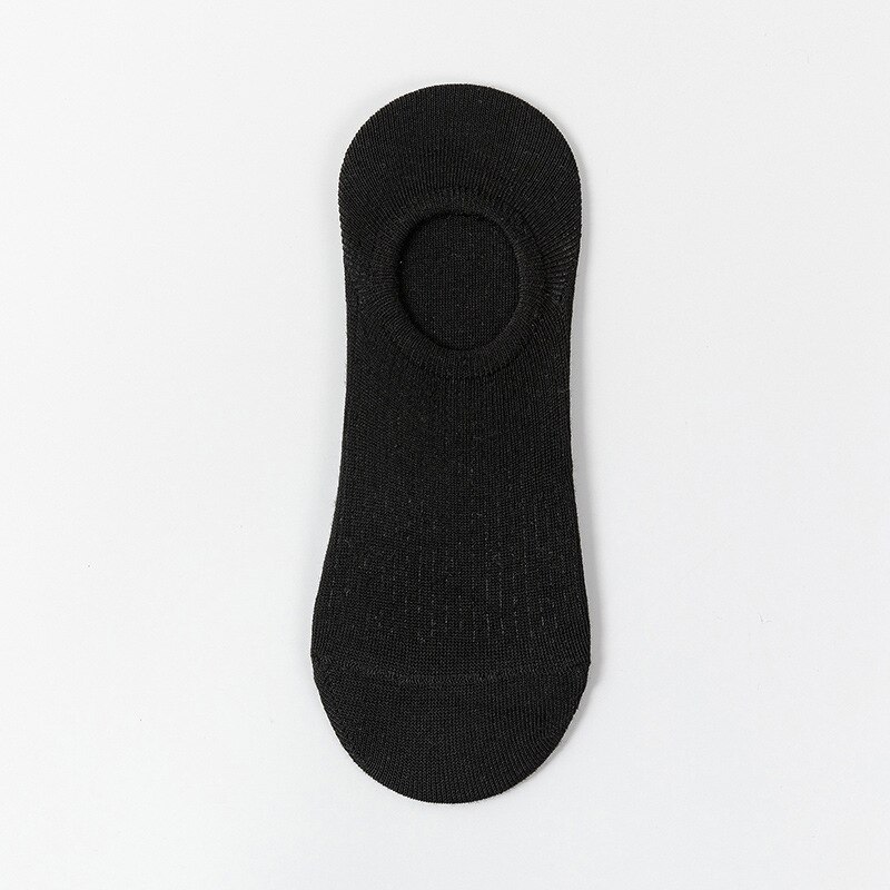 Women's Cotton Invisible Socks Non-Slip Summer Solid Color Breathable Comfortable Short Socks Thin Ankle Boat Socks: Black