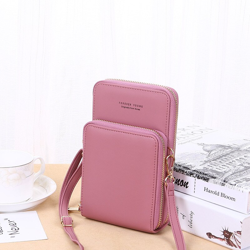 Women Wallet Crossbody Cell Phone Shoulder Bag Daily Use Card Holder Mini Summer Shoulder Bag: deep pink