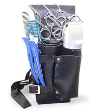 Couro do plutônio rebite cabelo scissor sacos clipes scissor organizador saco de bolso barbeiro scissor coldre bolsa