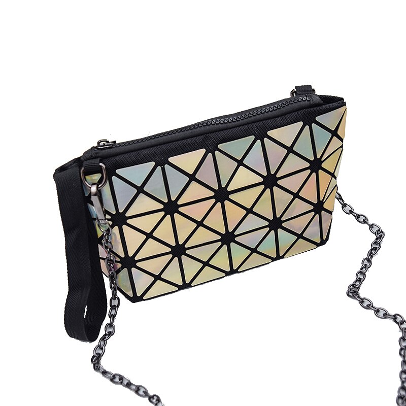 Hand-Held purses and handbagsWomen Shoulder Bag Trendy Rhombic Geometric Messenger Bag Lattice Clutch Purse: Laser Sliver