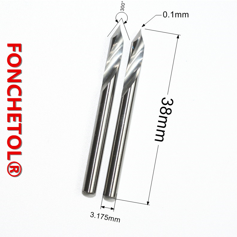 3.175mm * 60degrees * 0.1mm-1pcs 2pcs 5pcs 10 pcs, 1 fluit spiral graveren router bit, taper frees, aluminium koper hout tool