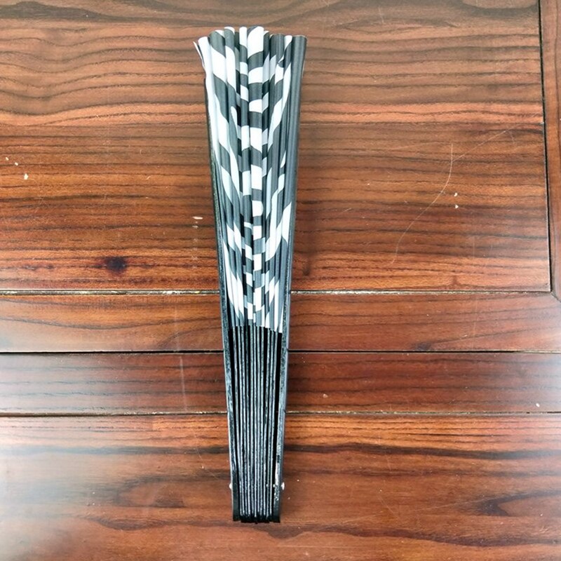 1Pc Grote Folding Hand Fan Vouw Dot Regenboog Print Zwarte Bamboe Festival Handheld Ventilator Voor