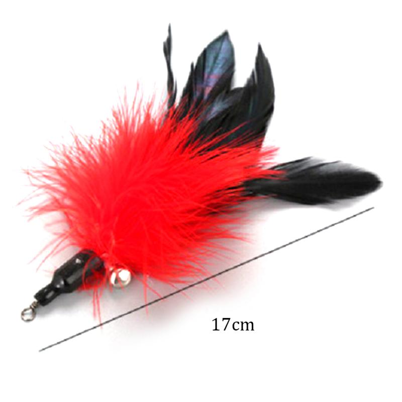 Cat Interactive Toy Stick Feather Wand With Mouse Cage Toys Plastic Artificial Colorful Cat Toy Supplies Replacement Head: 03