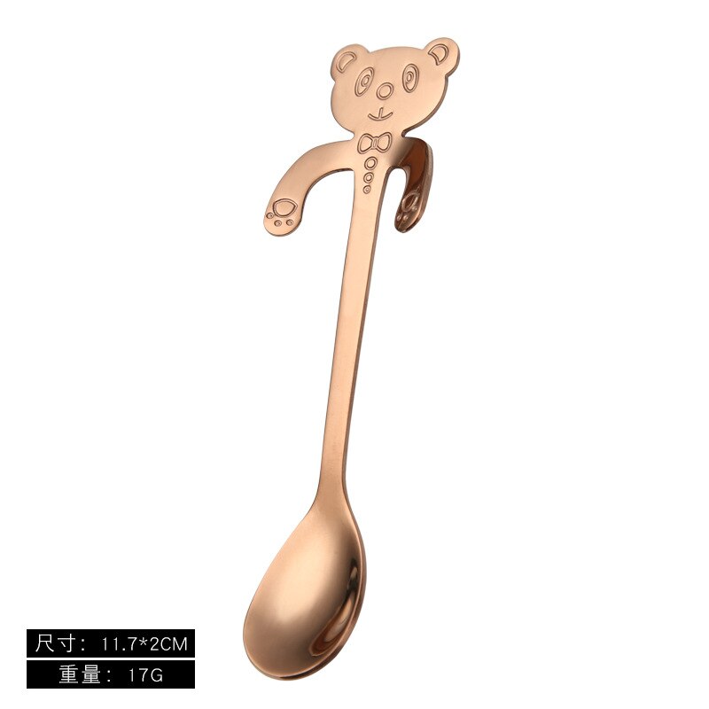 Fargerik rustfritt stål panda skje, liten espresso skje, morsom skje oppheng, teselskap stiring scoop, katt te skje: Rød