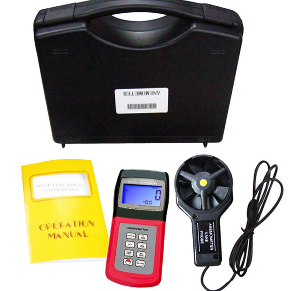 Multi-function Digital Thermo Anemometer 3-range Speed Air Wind Flow Temperature Velocity Beaufort Scale Weather Analysis Meter