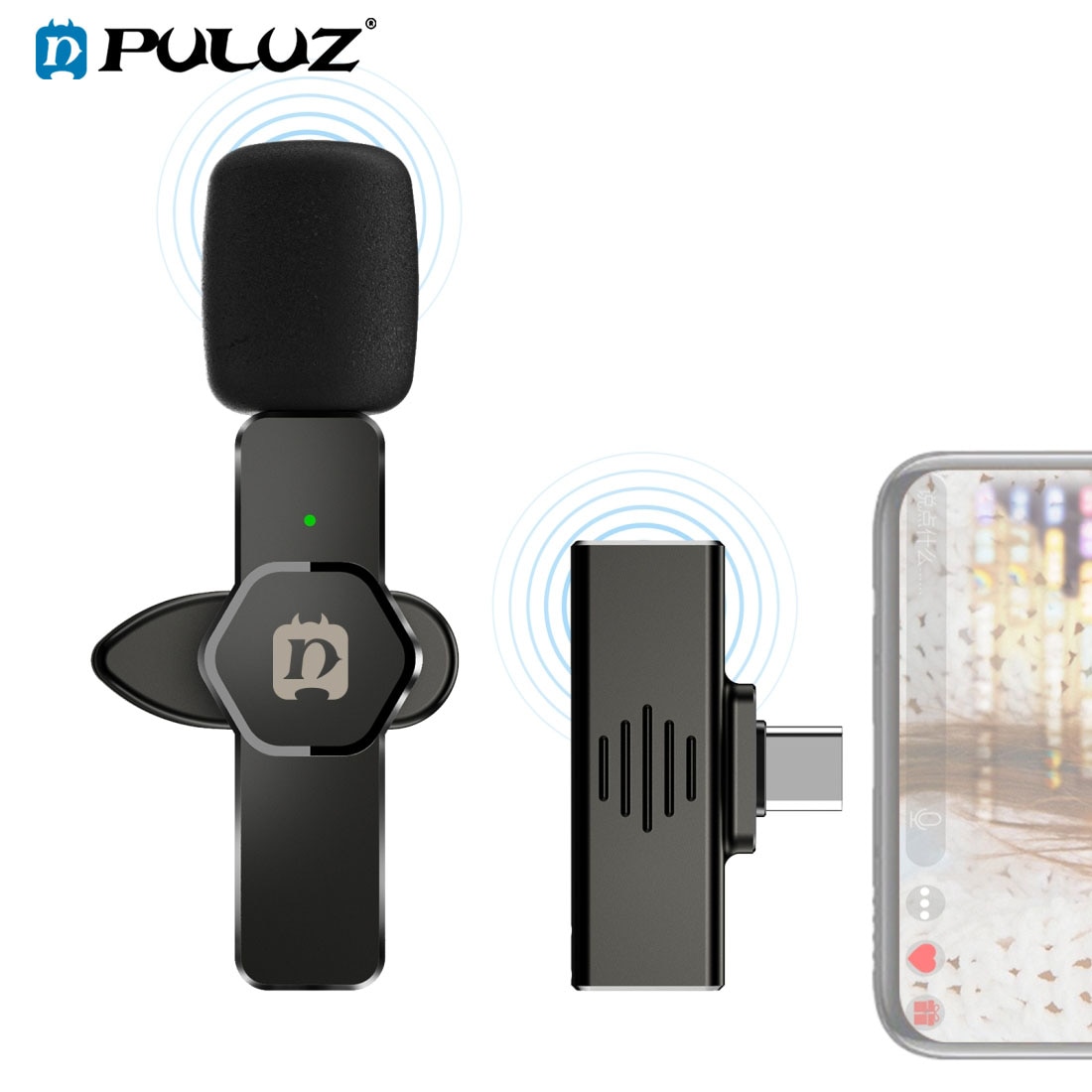 Wireless Lavalier Microphone Portable Audio Video Recording Mic for Iphone Android Live Gaming Mobile Phone Vlogging