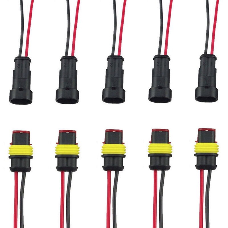 5 X 2 Pin Way Car Auto Waterproof Electrical Connector Plug Socket Wire Kit E7CA