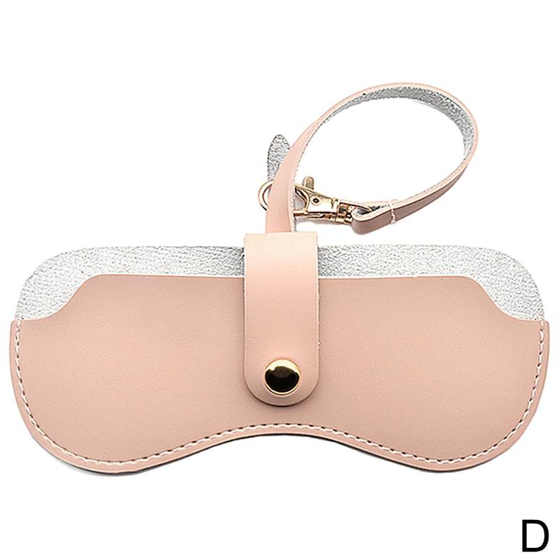 Portable PU Leather Snap Glasses Case Glasses Container Cover Ultra-thin Glasses Case Unglasses Eye Box Storage: One-size-pink