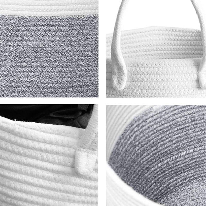 Opbergmanden Katoenen Touw Mand Geweven Baby Wasmand Bank Gooit Kussens Handdoeken Speelgoed Of Nursery Katoenen Touw Organizer La