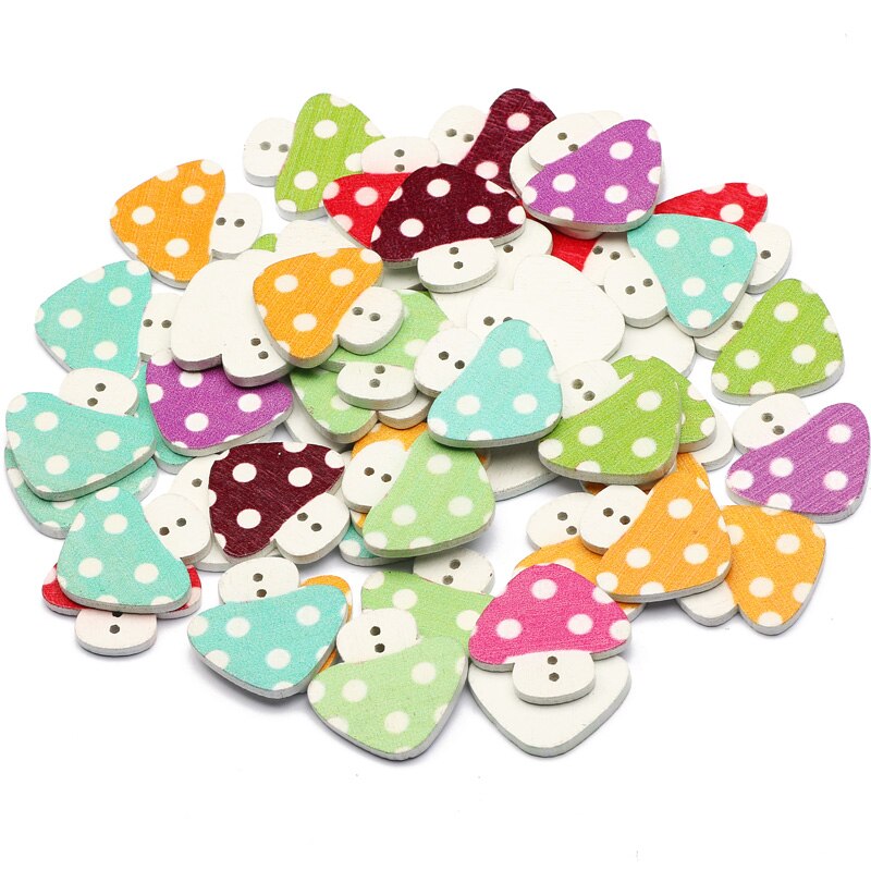 Botones de madera con forma de seta para manualidades, accesorios de ropa para niños, manualidades, álbum de recortes, costura, decoración, 50 Uds.