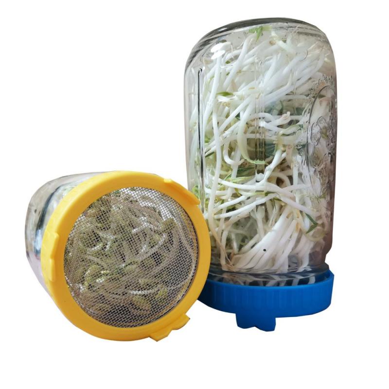 Mason Jar Sprouting Lid Wide Mouth Plastic Mason Cup Large Mason Bottle Type Stainless Steel Split Sprouting Lid Germination Lid
