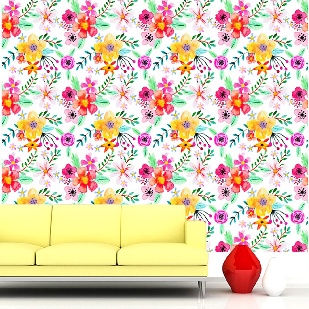 1Pc Abstracte Aquarel Bloemen Achtergrond Behang Vernieuwing Behang Waterdicht Behang 45X200Cm)
