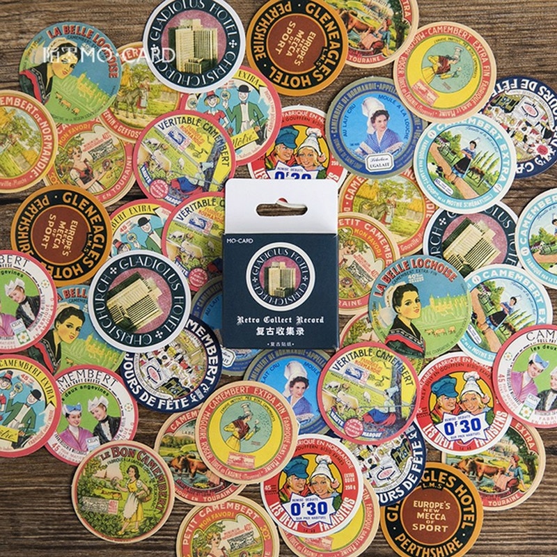 45 stks/doos Vintage Reclame plakkaat mini papier sticker pakket DIY dagboek decoratie sticker album scrapbooking