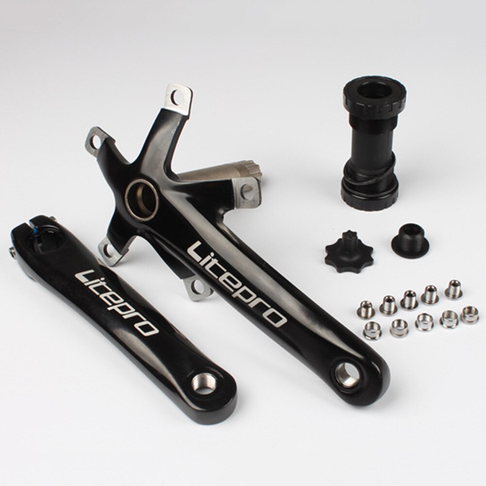 Lp Aluminium Vouwfiets Hollow Een Crank Arm Set 170Mm Bcd 130Mm Met Trapas Kit Voor Mtb bmx Road Fiets Onderdelen: Black