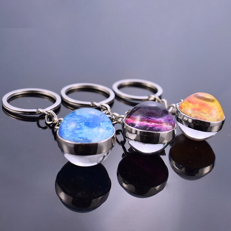 Dubbele Gezicht Glas Bal Sleutelhanger Handgemaakte Universe Galaxy Sterren Sleutelhanger Planet Hanger Sleutelhanger Sleutelhanger Outer Space Sieraden