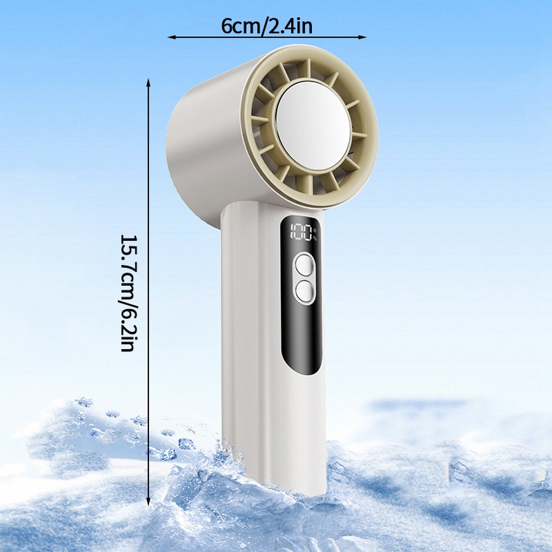 Upgraded Electric Mini Fan Refrigeration Handheld Fan USB Rechargeable Portable Cooling Fan Air Cooler: Navy Blue