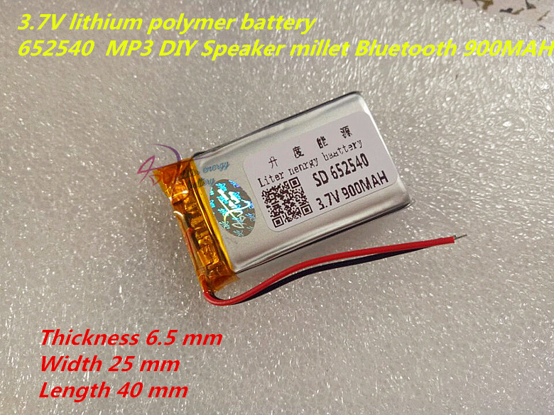 3.7 V lithium polymeer batterij 652540 MP3 DIY Speaker gierst Bluetooth 900 MAH