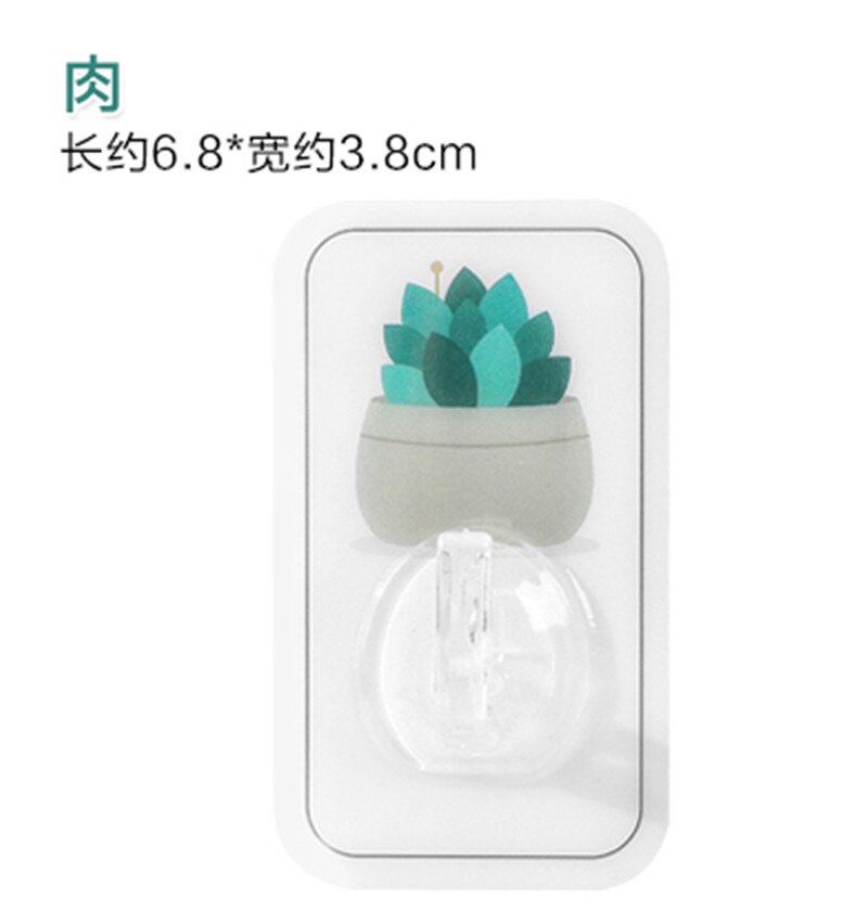 1PC Cactus wall hook Strong Self Adhesive Colorful Flower Wall Hooks Hanger Kitchen Bathroom Sticker Racks Hook: 2