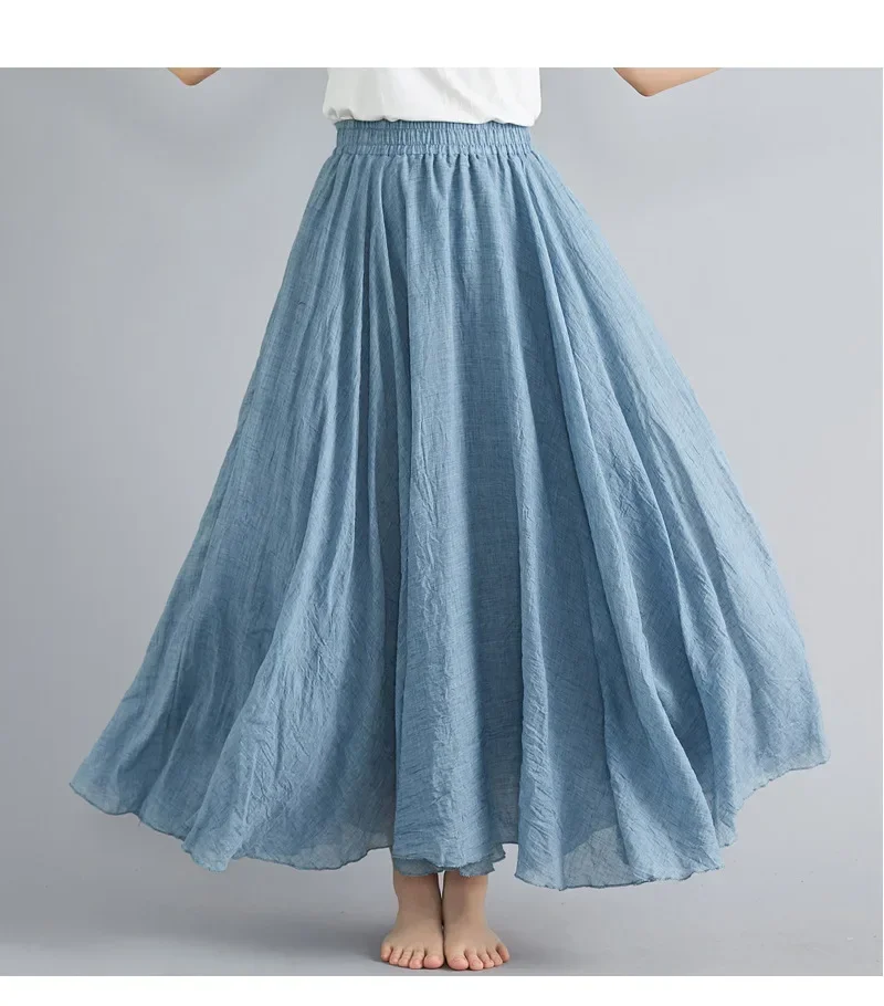 Clothes Women Clothing Skirts Vintage Y2k Streetwear Bohemian Cotton Linen Casual Vestido De Festa Long Skirt