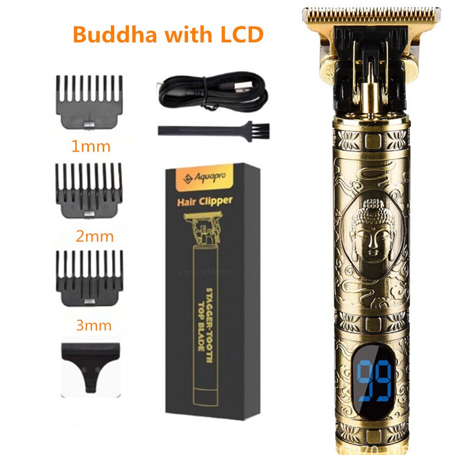 Tondeuse Elektrische Tondeuse Professionele Scheerapparaat Baard Kapper Mannen Haar Snijmachine Voor Mannen Kapsel Stijl: buddha with lcd