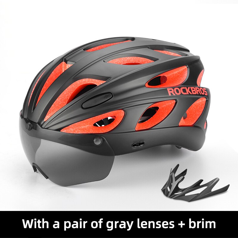 Rockbros Fiets Helm Eps Integraal Gegoten Ademend Fietshelm Mannen Vrouwen Goggles Lens Mtb Racefiets Helm Accessoires: TT-16-BR