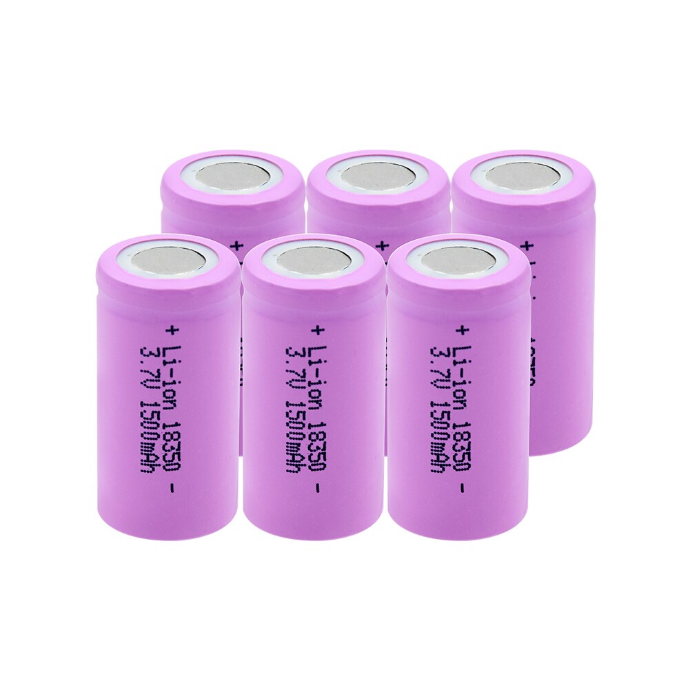 1/2/4/6/8/10 Uds 18350 de de 3,7 V 1500mAh baterías de Li-ion recargable 18350 batería de litio Max 10A para las linternas: 6  Pieces