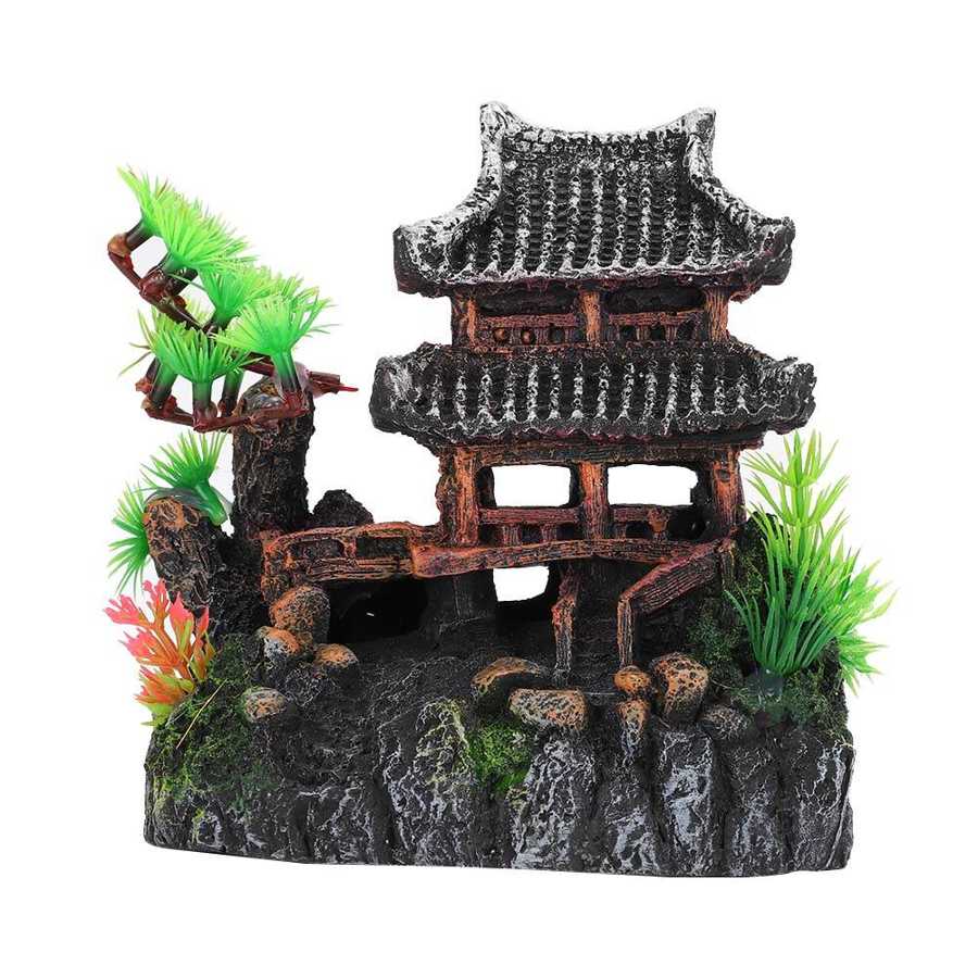 Aquarium hars decoratie aquarium rotstuin bergzicht rots grot stenen boom aquarium ornament decoratie aquarium benodigdheden: D