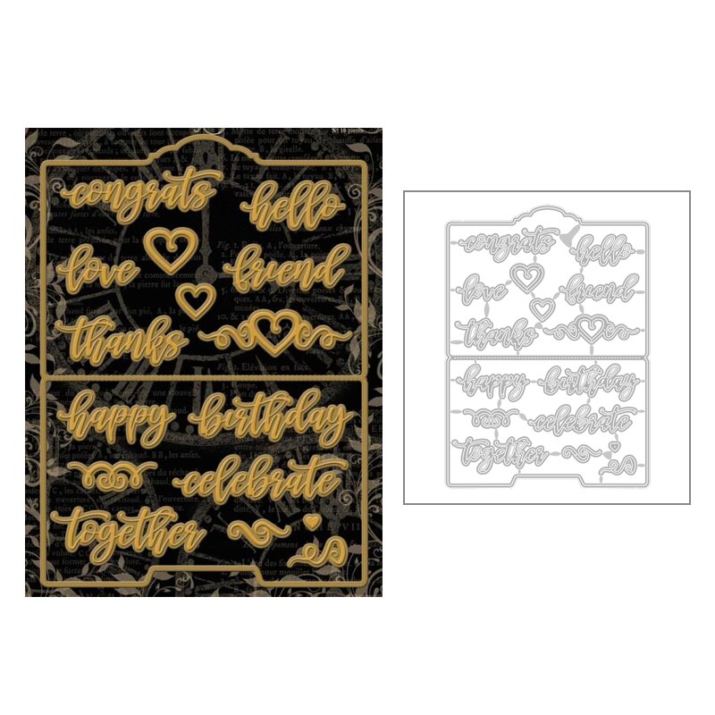 Troqueles de corte de Metal con palabras en inglés para colección de recortes, troqueles de papel de aluminio para tarjeta de celebración de feliz cumpleaños, sin sellos, novedad de